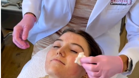 calming peels skincare, peaceful, being layered on, photorealistic, poolside cabana with tropical plants, highly detailed, subtle breeze swaying, ultra high definition, vibrant greens and turquoise, natural dappled sunlight, shot with a 50mm lens.